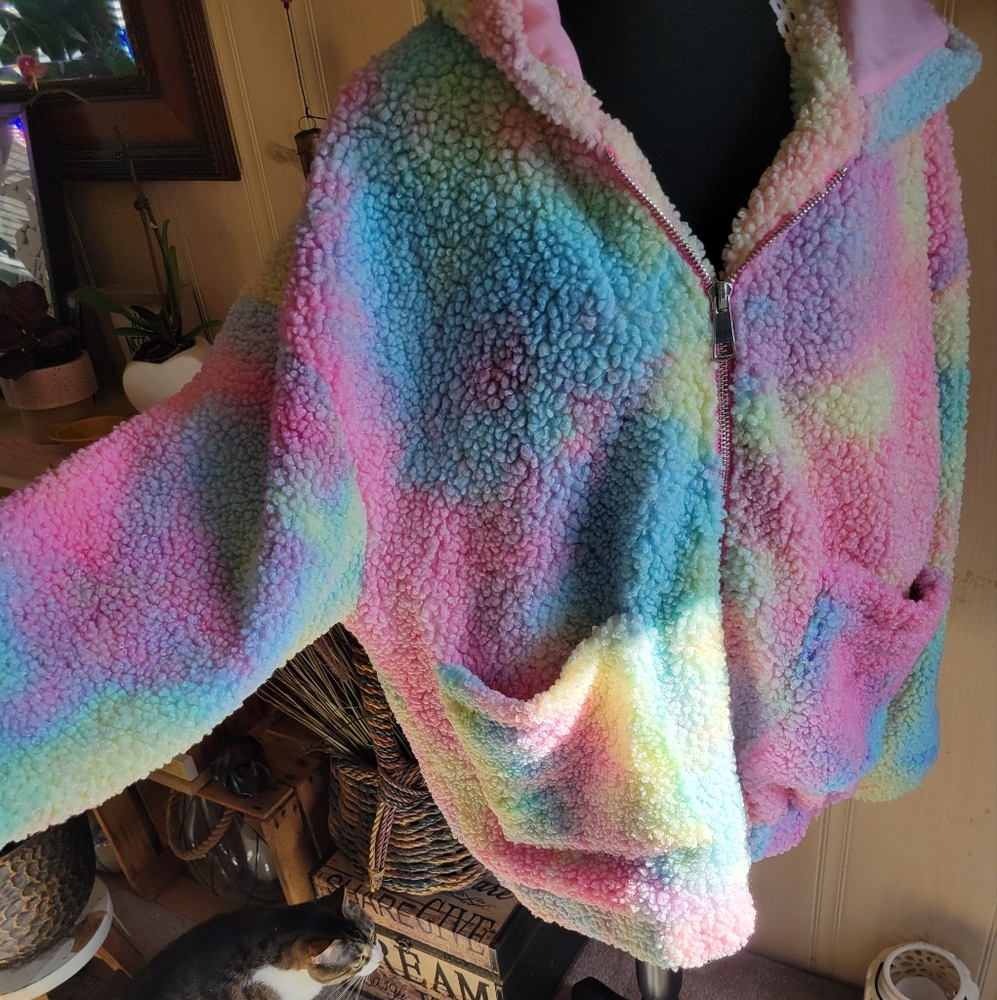 Sugar Thrills women size medium teddy jacket-multi colored - Picture 3 of 8